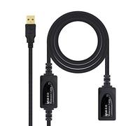 Nanocable 10.01.0213 - Câble amplifié d'extension USB2.0,mâle-femelle,Noir,15mts