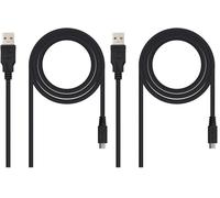 NANOCABLE 10.01.0503 - Câble USB 2.0 vers Micro USB, mâle-mâle, Noir, 3mts (Lot de 2)