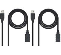 NANOCABLE 10.01.0901-BK - Câble d'extension USB 3.0, mâle-femelle, Noir, 1mts (Lot de 2)