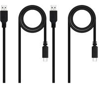 NANOCABLE 10.01.2102 - Câble 3A USB 2.0 vers USB-C, mâle-mâle, Noir, 2mts (Lot de 2)