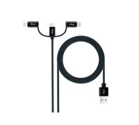 Nanocable 10.01.3200 : Câble USB 2.0 A vers Micro-USB B 1m, Noir, avec Adaptateurs Lightning Mâle/Micro-USB B Femelle et USB-C Mâle/Micro-USB B Femelle, RoHS