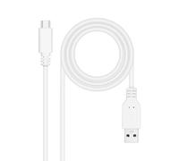 NANOCABLE 10.01.4002-W - Câble USB 3.1, Gen2 10 Gbps 3A, USB-C mâle vers USB-A mâle, Blanc, 2 m