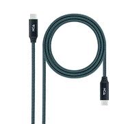 NANOCABLE 10.01.4301-L150-COMB - Câble USB 3.2 Gen2x2 20Gbps 5A/100W 4K/60Hz USB-C/M-USB-C/M, Gris/Noir, 1,5 m
