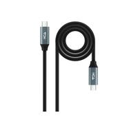 Nanocable 10.01.4302 : Câble USB4 Gen 2x2 2m, USB-C Mâle vers USB-C Mâle, 20 Gbit/s, 100W, 5A, Aluminium, Noir, RoHS