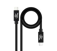 NANOCABLE 10.01.5001 - USB 4 Gen 3x2 40Gbps 5A/240W, USB-C vers USB-C, compatible avec Thunderbolt 3 et Thunderbolt 4, jusqu'à 8K à 60Hz, Noir, 1 mètre