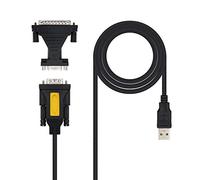 Nanocable Convertisseur USB vers série 10.03.0002 – Type A/M RS232 DB9/DB25 mâle-mâle – Noir 1,8 m