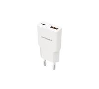 NANOCABLE 10.10.2025 - Chargeur USB-C/PD 25W + USB-A/QC 25W, Blanc