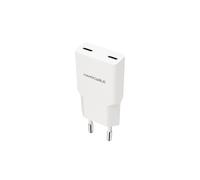 Nanocable 10.10.2029 Chargeur Secteur 30W Blanc - 2 Ports USB Type-C Power Delivery (PPS), 5-20V, 3A - Compatible Smartphones - Dimensions: 81x36x15mm