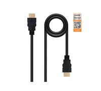 Nanocable 10.15.3601: Câble HDMI 2.0, 1m, Type A mâle/mâle, Ethernet, 3D, ARC, 3840x2160 60Hz, contacts plaqués or, noir