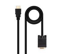 NANOCABLE 10.15.4348 - Câble de conversion HDMI vers VGA, HDMI mâle vers VGA mâle, Couleur noire, 1.8 m