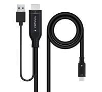 Nanocable 10.15.4354 câble vidéo et adaptateur 1,8 m HDMI + USB Type-A USB Type-C Noir