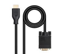 NANOCABLE 10.15.4602 - Câble convertisseur VGA/M vers HDMI/M, Noir, 1,8 m