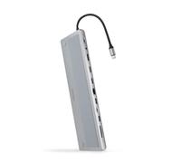 NANOCABLE 10.16.1012 - Hub USB-C 12 en 1, USB-C 3.1 vers 3X USB-A 3.0, USB-C 3.0, USB-C PD 100W, 2X HDMI 4K60Hz, DP 4K60Hz, RJ45 1Gbps, SD/TF, Jack 3,5 mm, Gris
