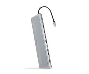 NANOCABLE 10.16.1012 - Hub USB-C 12 en 1, USB-C 3.1 vers 3X USB-A 3.0, USB-C 3.0, USB-C PD 100W, 2X HDMI 4K60Hz, DP 4K60Hz, RJ45 1Gbps, SD/TF, Jack 3,5 mm, Gris