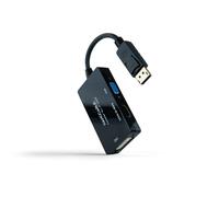 Nanocable 10.16.3301-ALL câble vidéo et adaptateur 0,2 m DisplayPort DVI-D + VGA (D-Sub) + HDMI Noir