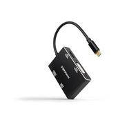 NANOCABLE 10.16.4307 - Convertisseur USB-C Mâle vers HDMI + DVI + DisplayPort + VGA, Couleur Noir, 10 cm