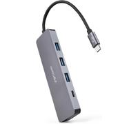Nanocable 10.16.4409 - Hub Convertisseur Usb-C Vers 3 Ports Usb-A 3.0 Femelle + 1 Port Usb-C Femelle, Aluminium, 10 Cm, Gris[Z1850]