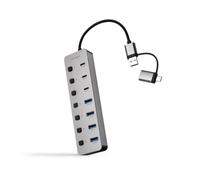 Nanocable 10.16.4510 Hub USB 3.2 Gen 1 Type-A + Type-C 5 Gbit/s Argent ABS/Aluminium 5V 1.5A
