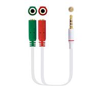 NANOCABLE 10.24.1201 - Cble Audio stéréo de Type Jack, 2x3.5/ H-3.5/ M, mle-Femelle, Blanc, 20cm