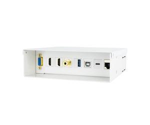 NANOCABLE 10.35.0004 - Boîtier de connexions multimédia mural VGA + 2x HDMI + jack 3,5 mm + 1x USB-C 10G + 1x USB-B 2.0 + 1x USB-A 3.0 + 1x RJ45 Cat.6A STP, blanc