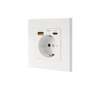 NANOCABLE 10.35.0011 - Base de prise murale type schuko avec 1 x USB-A QC 3.0 + 1 x USB-C PD - MAX. 3,4 A, blanc