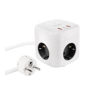 NANOCABLE 10.37.0011 - Base de 3 Prises avec 3 Ports USB (2 USB-A + 1 USB-C), GaN + PPS, PD 20W, avec Interrupteur, Blanc