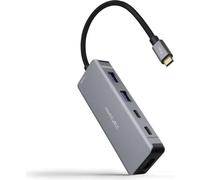 Nanocable 6-in-1 USB-C HUB, USB-C 3.2 GEN1 5G vers 2 x USB-A + 2 x USB-C + HDMI + USB-C PD 100W, aluminium, 15 cm, gris