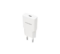 Nanocable Chargeur Secteur USB-C Power Delivery 20W Blanc, Compatible Smartphone, Tension 100-240V, Type de Prise C, 81x36x15mm, Certifié CE/RoHS