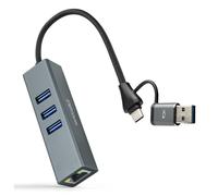 Nanocable Convertisseur USB-C+USB-A/M 3.0 vers Ethernet + 3xUSB-A 3.0