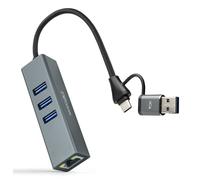 Nanocable Convertisseur USB-C+USB-A/M 3.0 vers Ethernet + 3xUSB-A 3.0
