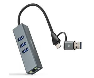 Nanocable Convertisseur USB-C+USB-A/M 3.0 vers Ethernet + 3xUSB-A 3.0