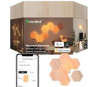 Nanoleaf Kit de démarrage Elements – 7 panneaux LED hexagonales, effet bois, Wi‑Fi compatible Alexa