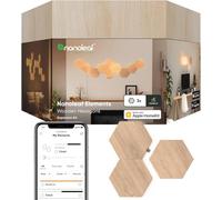 Nanoleaf Pack d'extension Elements – 3 panneaux LED hexagonaux effet bois, Wi‑Fi, compatible Alexa