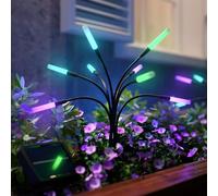 Nanoleaf Lot de 2 lampes solaires de jardin avec télécommande, 8 LED multicolores blanc chaud/adressables, design luciole oscillante, étanchéité IP65, idéales pour allée, cour et terrasse