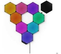 Nanoleaf Shapes Ultra Black Hexagone Kit de Démarrage, 9 Panneaux Lumineux LED Connectés - Appliques Murales Luminaires Intérieur Modulaires RGBW Wi-Fi, Compatible Alexa, pour Salon Chambre ou Gaming