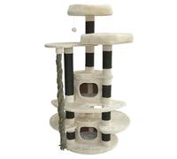 nanook Arbre à chat - 146 x 83 x 60 cm - Troncs noirs - Stable - Deux niches - Couchage XL - Beige