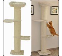 nanook Arbre à Chat Poteau à gratter pour Montage Mural - pour Chats - Gain de Place - Hauteur de Plafond - avec lit pour Chat - 186 x 45 x 39 cm - Beige