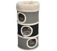 nanook Bella Tonneau à chat en sisal, hauteur 80 cm, diamètre : 35 cm, arbre à chat avec 3 niches, arbre à chat, tour à chat en sisal, meuble pour chat, gris/noir