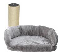 nanook Lit pour chat XL 60 x 40 cm avec griffoir de 35 cm, convient pour les grands chats, extension d'arbre à chat, couleur : gris