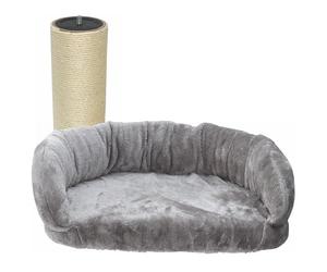 nanook Lit pour chat XL 60 x 40 cm avec griffoir de 35 cm, convient pour les grands chats, extension d'arbre à chat, couleur : gris