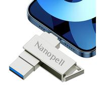 Nanopell Cle USB 128 Go, Mémoire Externe pour lphone pour i0S, Téléphone Mobile Android OTG, PC. Cle USB lphone Stockage Sauvegardez Plus de Photos et de Vidéos, Vous Devez Télécharger l'APP.