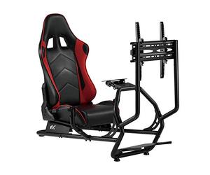 NanoRS RS160 Cockpit de simulateur de course Siège de jeu 3 en 1 avec revêtement en cuir synthétique Support de volant Support TV jusqu'à 50" max. Vesa 400x400