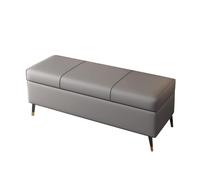 Nanotech Banc de rangement avec siège rembourré pour extrémité de lit élégante pour chambre à coucher et salon Gris 140 x 45 cm - Solution de rangement polyvalente pour chaussures et plus encore