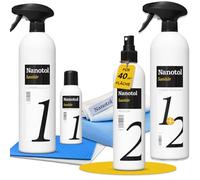 Nanotol Kit de Nettoyage et Protection pour Salle de Bain | Nano protection : anticalcaire, hydrofuge, déperlant et longue durée | Douche, lavabo, robinet, WC, carrelage, verre | M + 2 en 1 : 40 m²