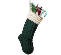 Nanou Grande Chaussette de Noel Personnalisé, Cadeau de Noël Suspendue, Bas de Noël pour Tenir des Cadeaux, Friandises, Candy, DIY Artisanat (Longueur 46cm, 1 Pièce, Vert(Corps)+Ivoire(Bouche))