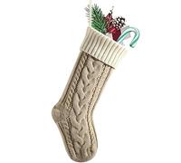 Nanou Grande Chaussette de Noel Personnalisé, Cadeau de Noël Suspendue, Bas de Noël pour Tenir des Cadeaux, Friandises, Candy, DIY Artisanat (Longueur 46cm, 1 Pièce, Lin(Corps)+Ivoire(Bouche))
