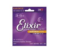 Elixir Strings – Jeu de cordes guitare acoustique Nanoweb 11077 Bronze 80/20 Light/Medium (12-56)
