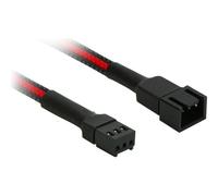 Single Sleeve - Rallonge de câble d'alimentation de ventilateur - Molex 3 broches (F) pour Molex 3 broches (M) - 30 cm - noir, rouge