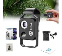 Nanozoom 200x Magnification, nanozoom 200x Magnification Zoom, Portable Digital Microscope, with Polarizer, HD, Built-in Light, Compatible with All Major Cell Phones on The Market (Black*1)