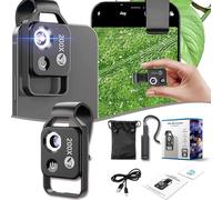Nanozoom zoom 200x, microscope de poche 200x, mini microscope pour téléphone avec polarisateur et lumière LED (noir)